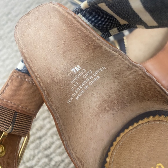 Sperry Top-Sider Aurora Cognac Navy Breton Stripe Wedge - Size 7 - Picture 10 of 10